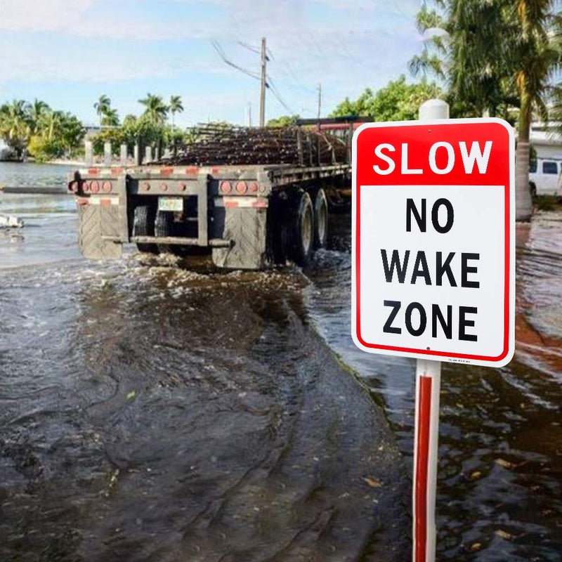 Enjoyist Large Slow No Wake Zone Sign, 18"x 12" .04" Aluminum Reflective Sign Rust Free Aluminum-UV Protected and Weatherproof - Image 5